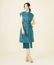 GBJGX05530 Sybilla(シビラ) 平織りリネンベルト付きジレ ブルーグリーン