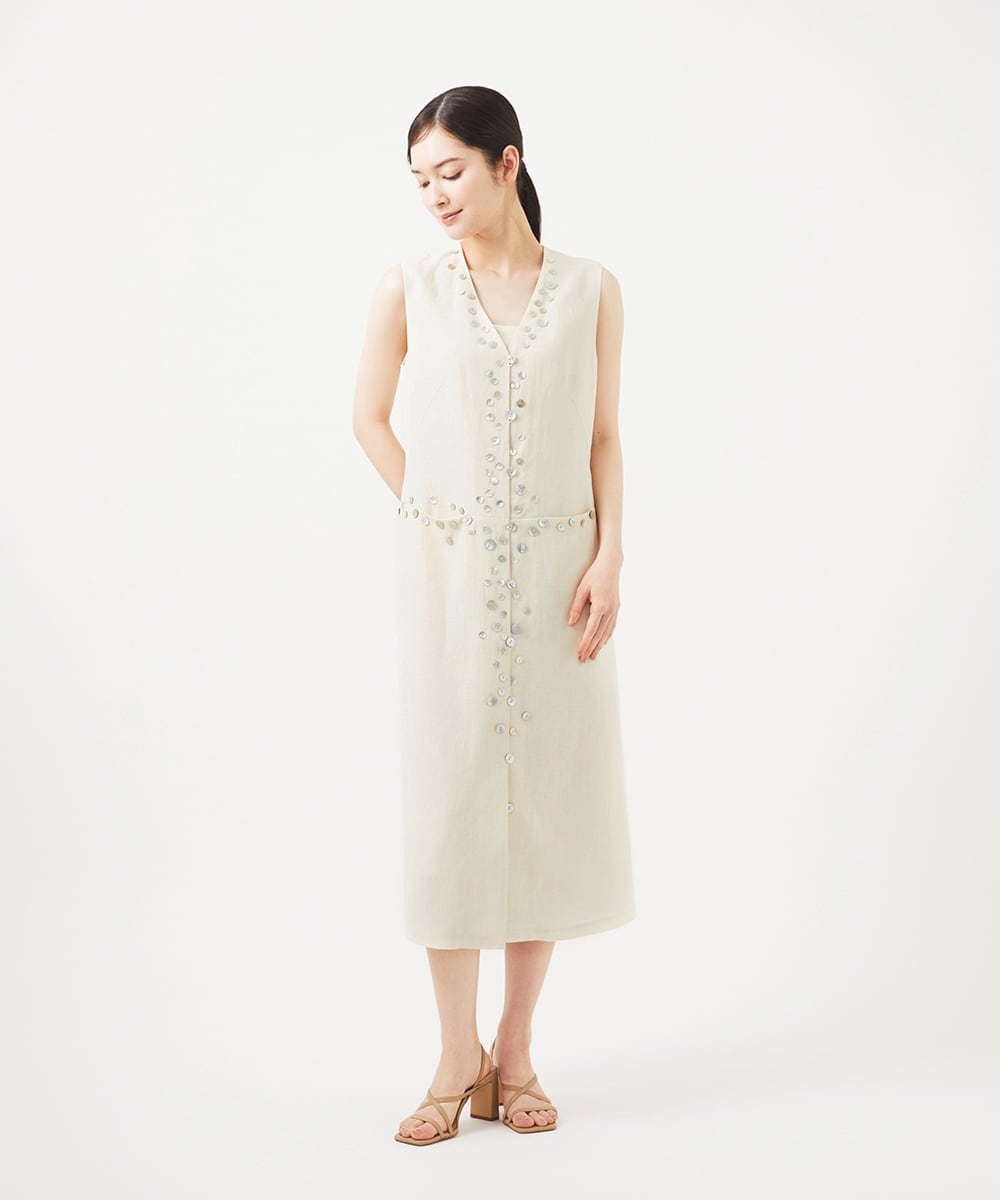 GBJYB01110 Sybilla(シビラ) シェルボタンジレドレス アイボリー