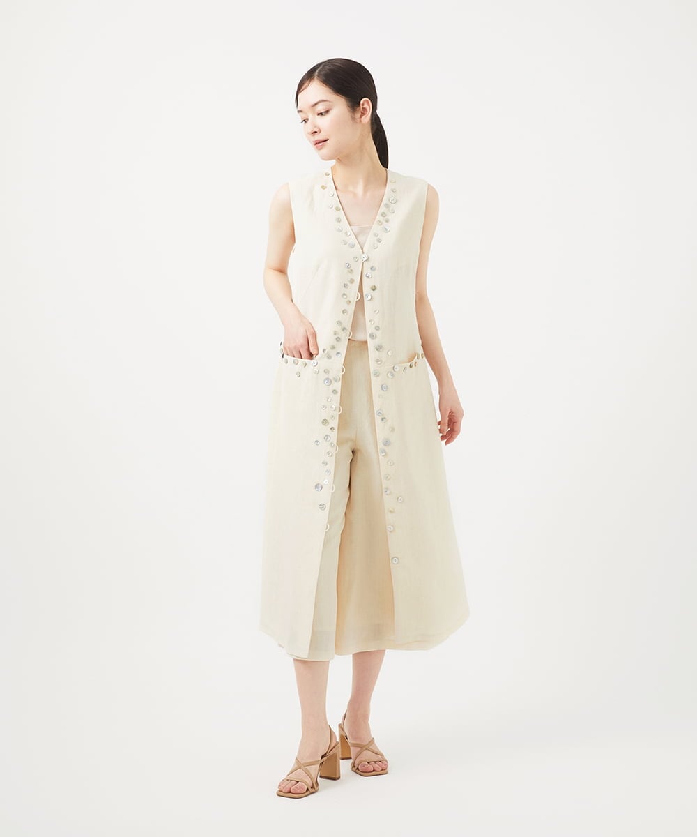 GBJYB01110 Sybilla(シビラ) シェルボタンジレドレス アイボリー