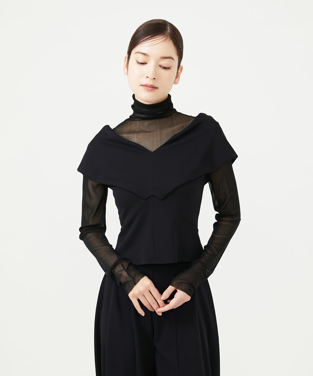GBKAD03330 Sybilla(シビラ) ワイドカラーVネックカットソー ブラック