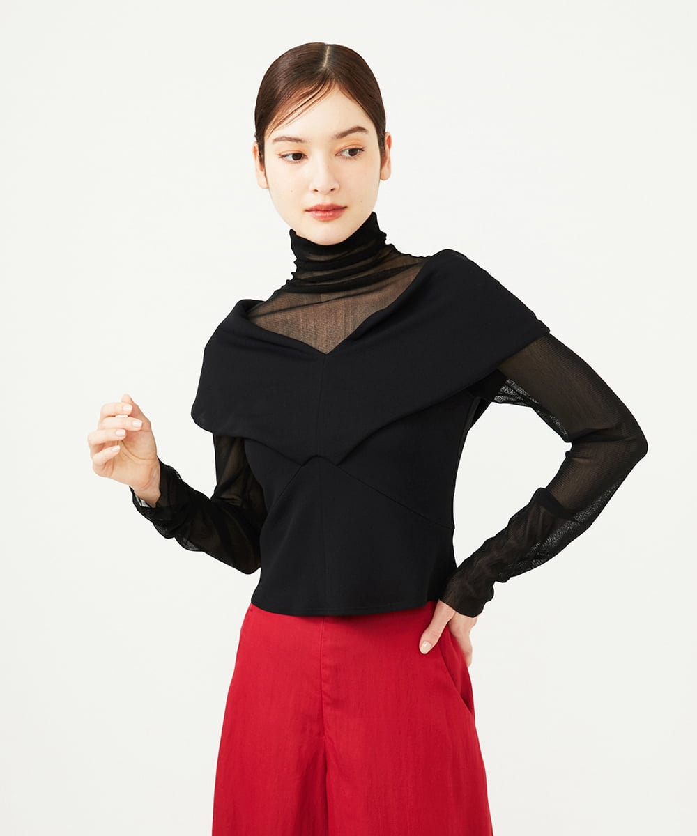 GBKAD03330 Sybilla(シビラ) ワイドカラーVネックカットソー ブラック