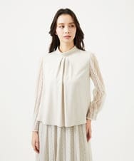 GBKAF31300 Sybilla(シビラ) ストライプレーススリーブカットソー ライトベージュ