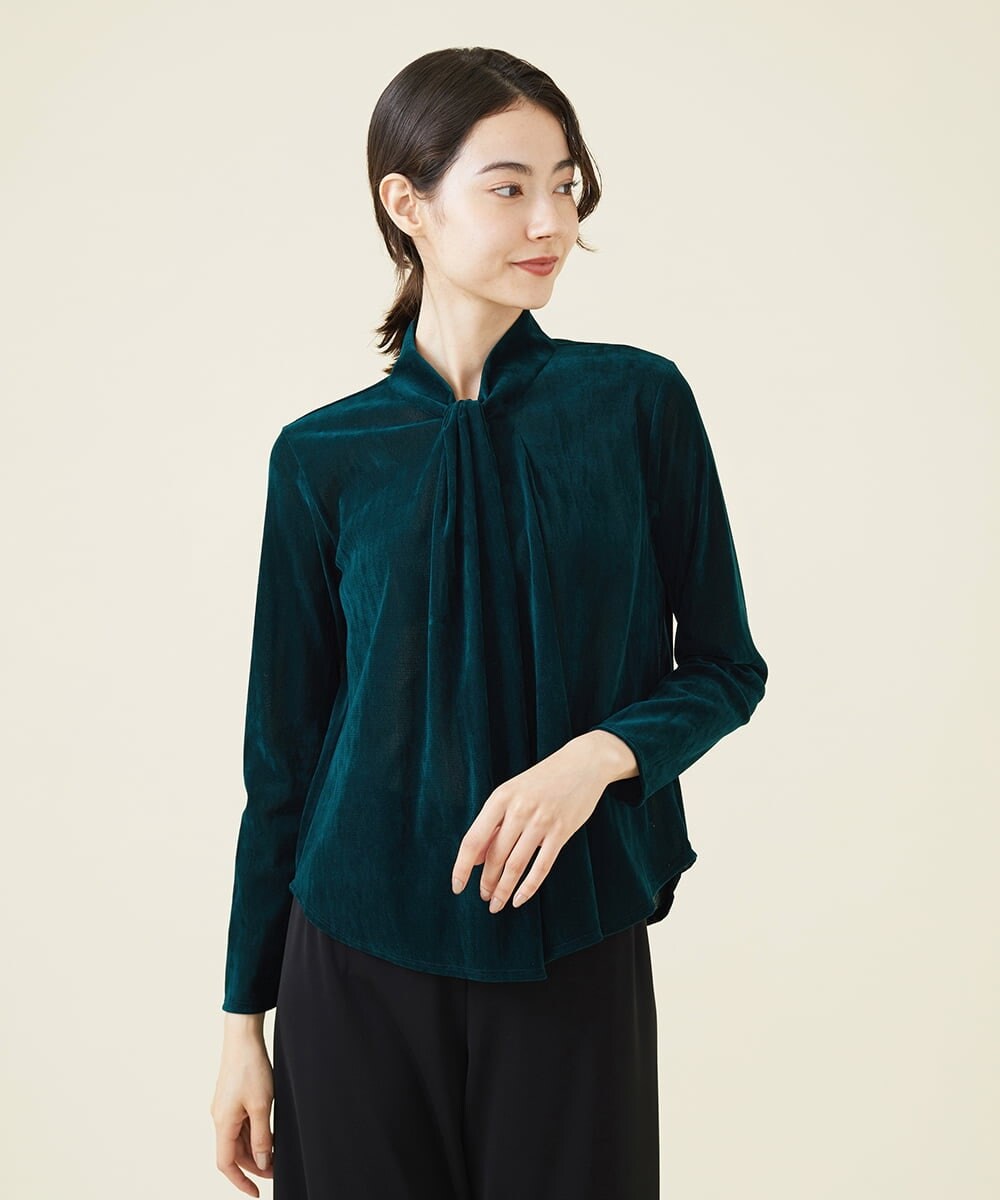 GBKAV74270 Sybilla(シビラ) フロッキーチュールボウタイ風カットソー グリーン