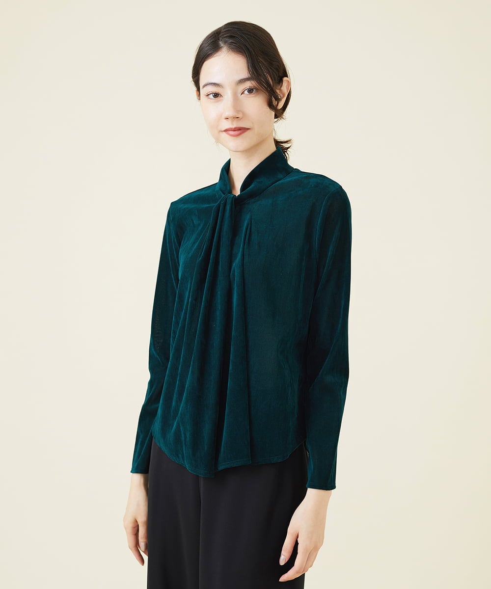 GBKAV74270 Sybilla(シビラ) フロッキーチュールボウタイ風カットソー グリーン