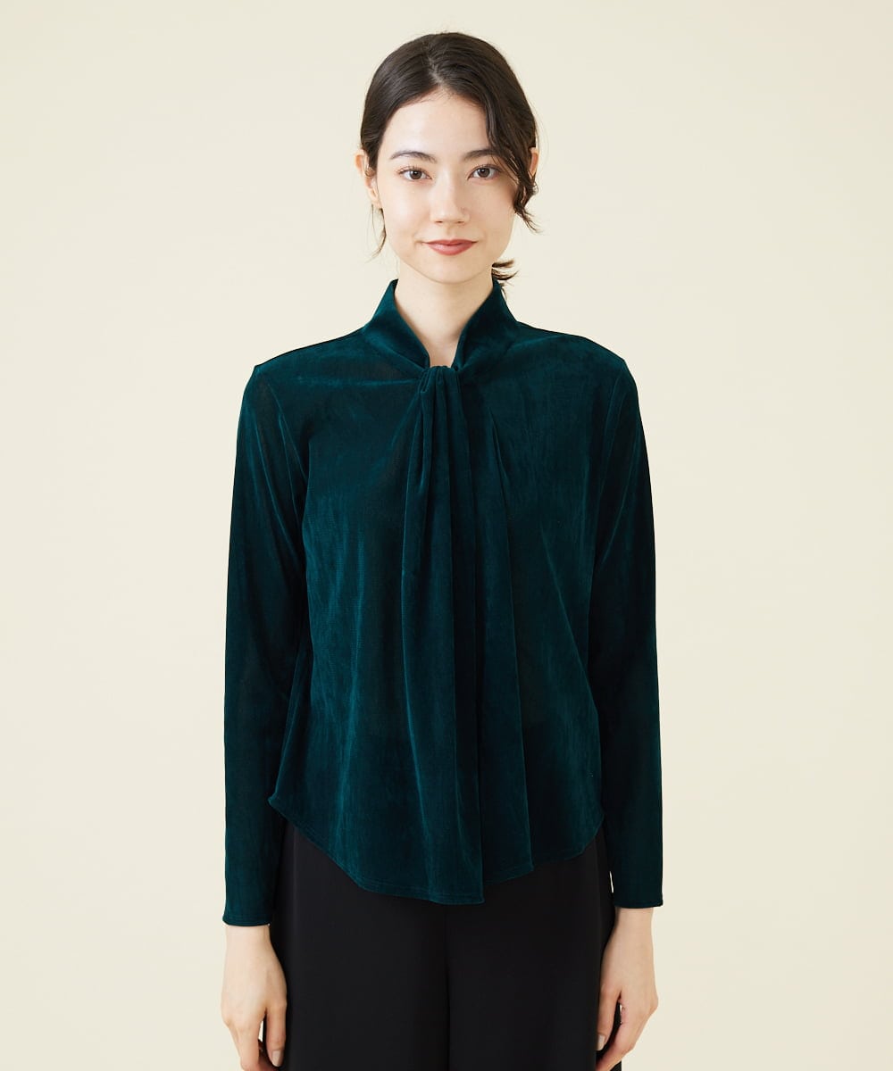 GBKAV74270 Sybilla(シビラ) フロッキーチュールボウタイ風カットソー グリーン