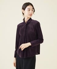 GBKAV74270 Sybilla(シビラ) フロッキーチュールボウタイ風カットソー パープル