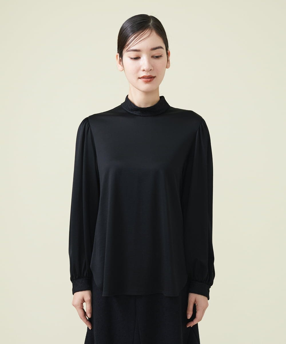 GBKCU24290 Sybilla(シビラ) リバーレーススタンドカラーカットソー ブラック