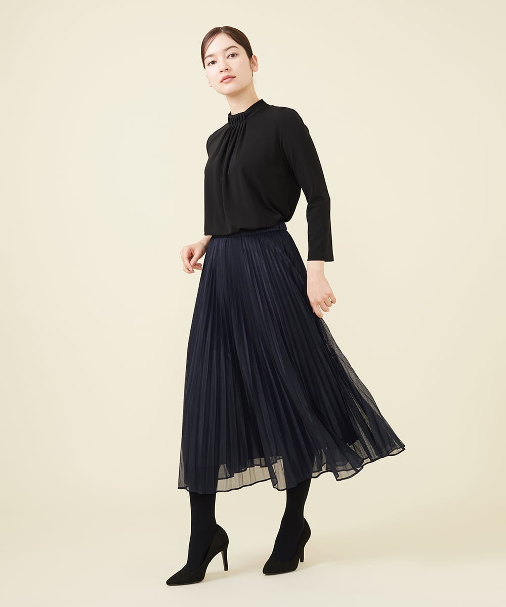 GBKEW31230 Sybilla(シビラ) 【メディア着用】タックデザインスタンドカラーカットソー ブラック