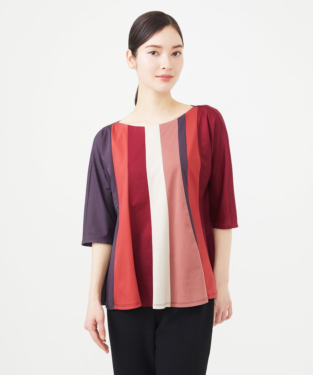 GBKGB44360 Sybilla(シビラ) パッチワークストライプカットソー レッド系