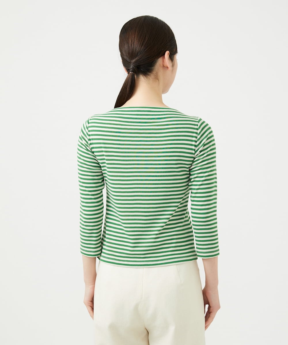 GBKGE01230 Sybilla(シビラ) ボーダーボートネックカットソー グリーン