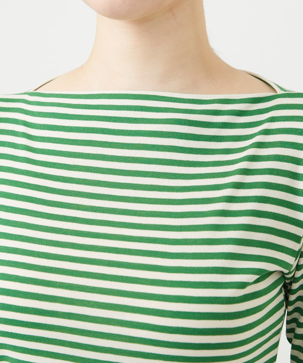 GBKGE01230 Sybilla(シビラ) ボーダーボートネックカットソー グリーン