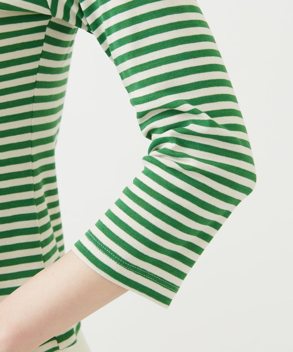 GBKGE01230 Sybilla(シビラ) ボーダーボートネックカットソー グリーン