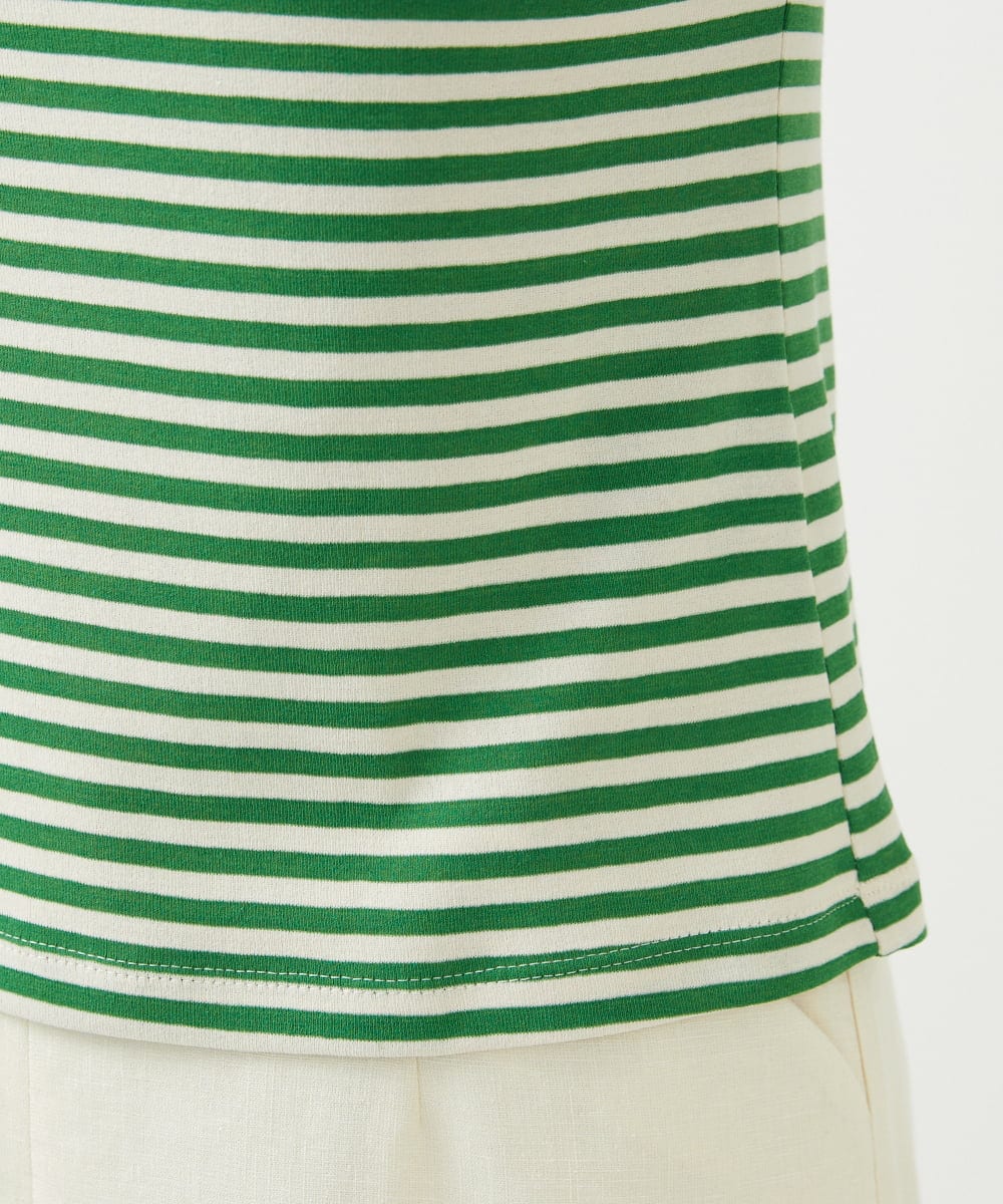 GBKGE01230 Sybilla(シビラ) ボーダーボートネックカットソー グリーン