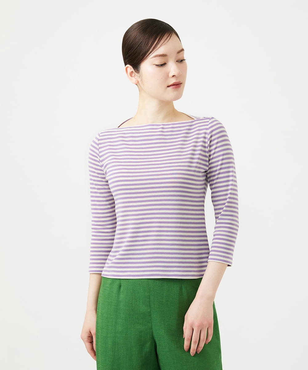 GBKGE01230 Sybilla(シビラ) ボーダーボートネックカットソー パープル