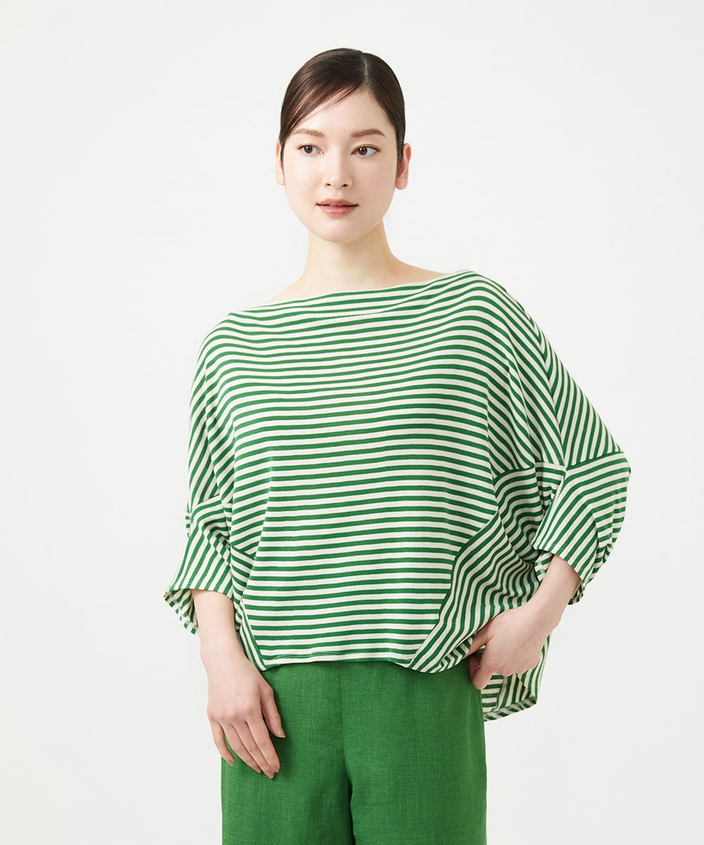 GBKGE02270 Sybilla(シビラ) ボーダードルマンカットソー グリーン