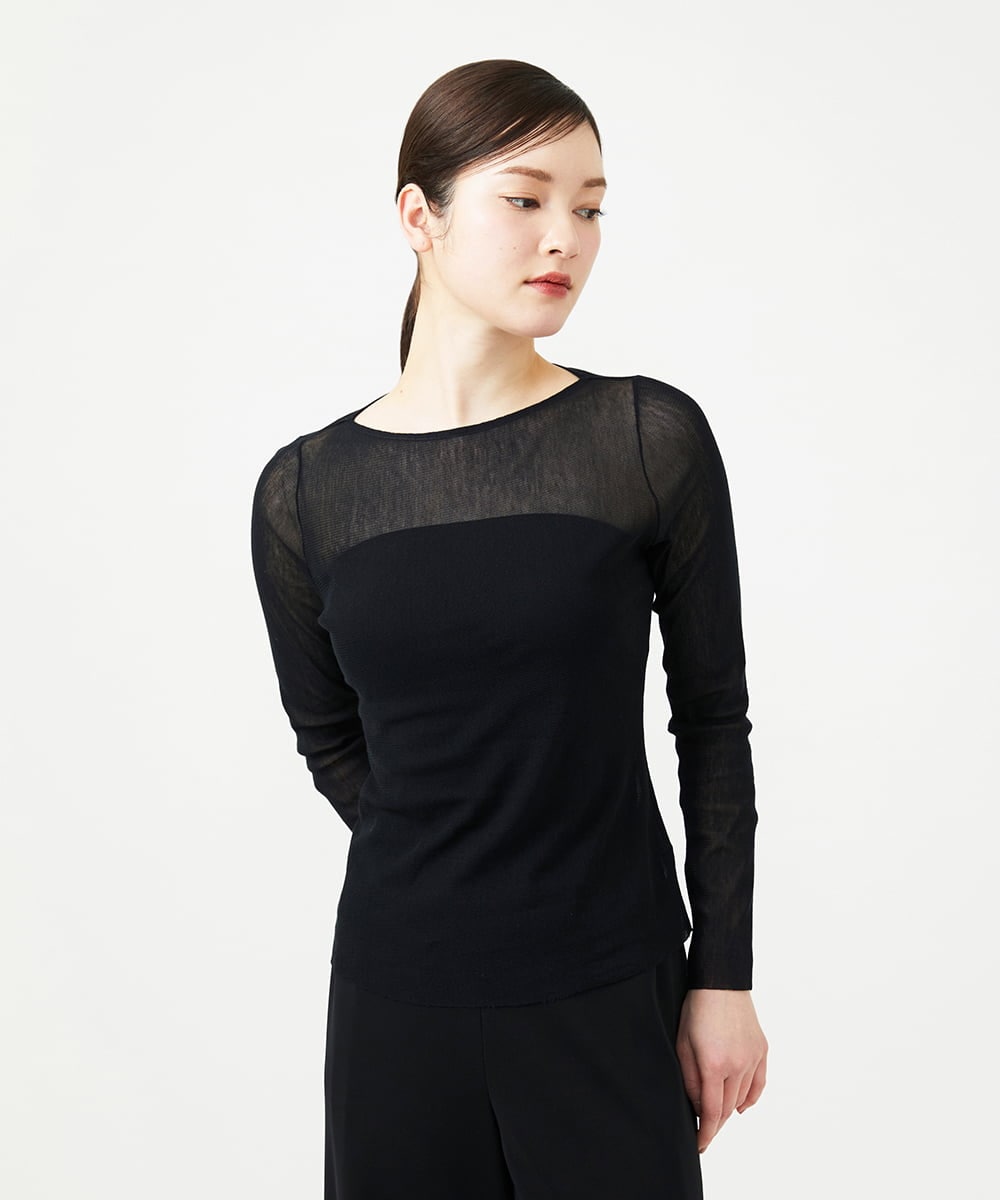 GBKGF01200 Sybilla(シビラ) コットンチュールカットソー ブラック