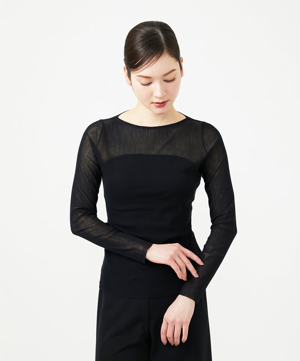 GBKGF01200 Sybilla(シビラ) コットンチュールカットソー ブラック