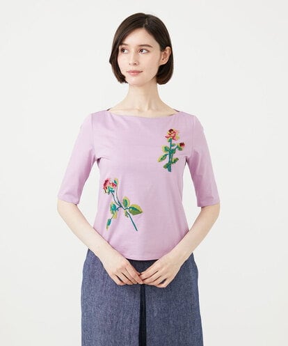 GBKGF02300 Sybilla キューブローズ刺繍カットソー