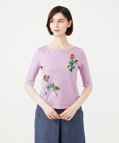 GBKGF02300 Sybilla キューブローズ刺繍カットソー