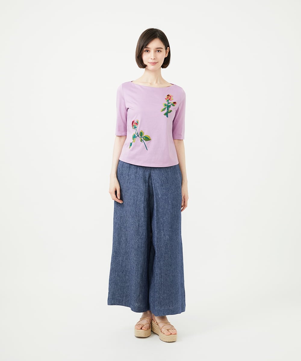 GBKGF02300 Sybilla(シビラ) キューブローズ刺繍カットソー ラベンダー