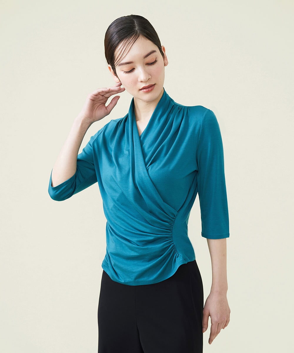 GBKGS63180 Sybilla(シビラ) リヨセル天竺カシュクールカットソー ブルー