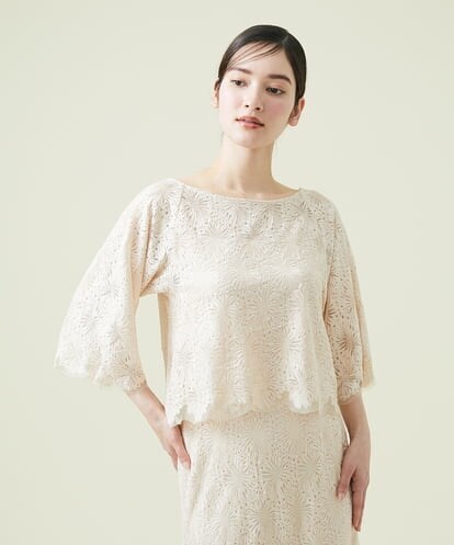 GBKGT44330 Sybilla 【MONOTONE】スカラップフラワーチュールプルオーバー