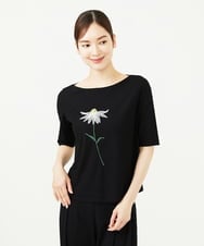 GBKJB03270 Sybilla(シビラ) フラワーアップリケカットソー ブラック