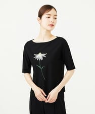 GBKJB03270 Sybilla(シビラ) フラワーアップリケカットソー ブラック