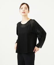 GBKJB05400 Sybilla(シビラ) フラワーチュールスリーブカットソー ブラック