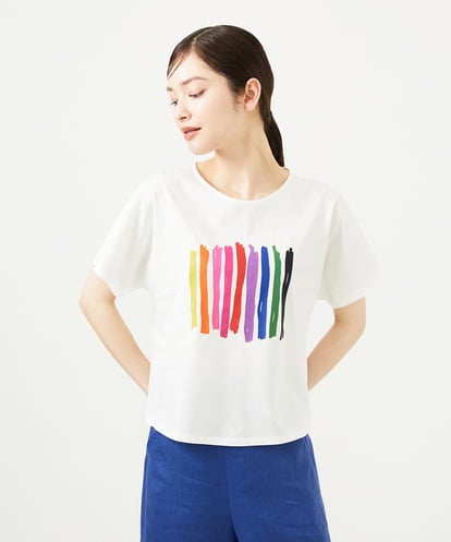 GBKJB07200 Sybilla レインボーストライププリントTシャツ