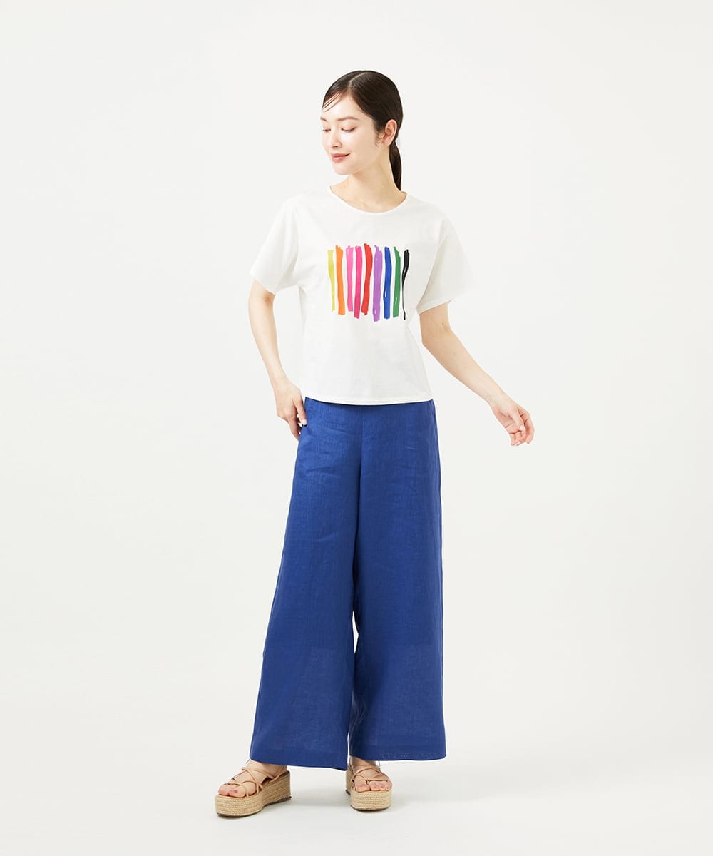 GBKJB07200 Sybilla(シビラ) レインボーストライププリントTシャツ ホワイト