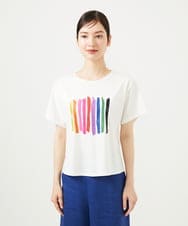 GBKJB07200 Sybilla(シビラ) レインボーストライププリントTシャツ ホワイト