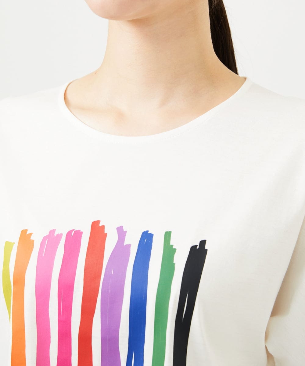 GBKJB07200 Sybilla(シビラ) レインボーストライププリントTシャツ ホワイト