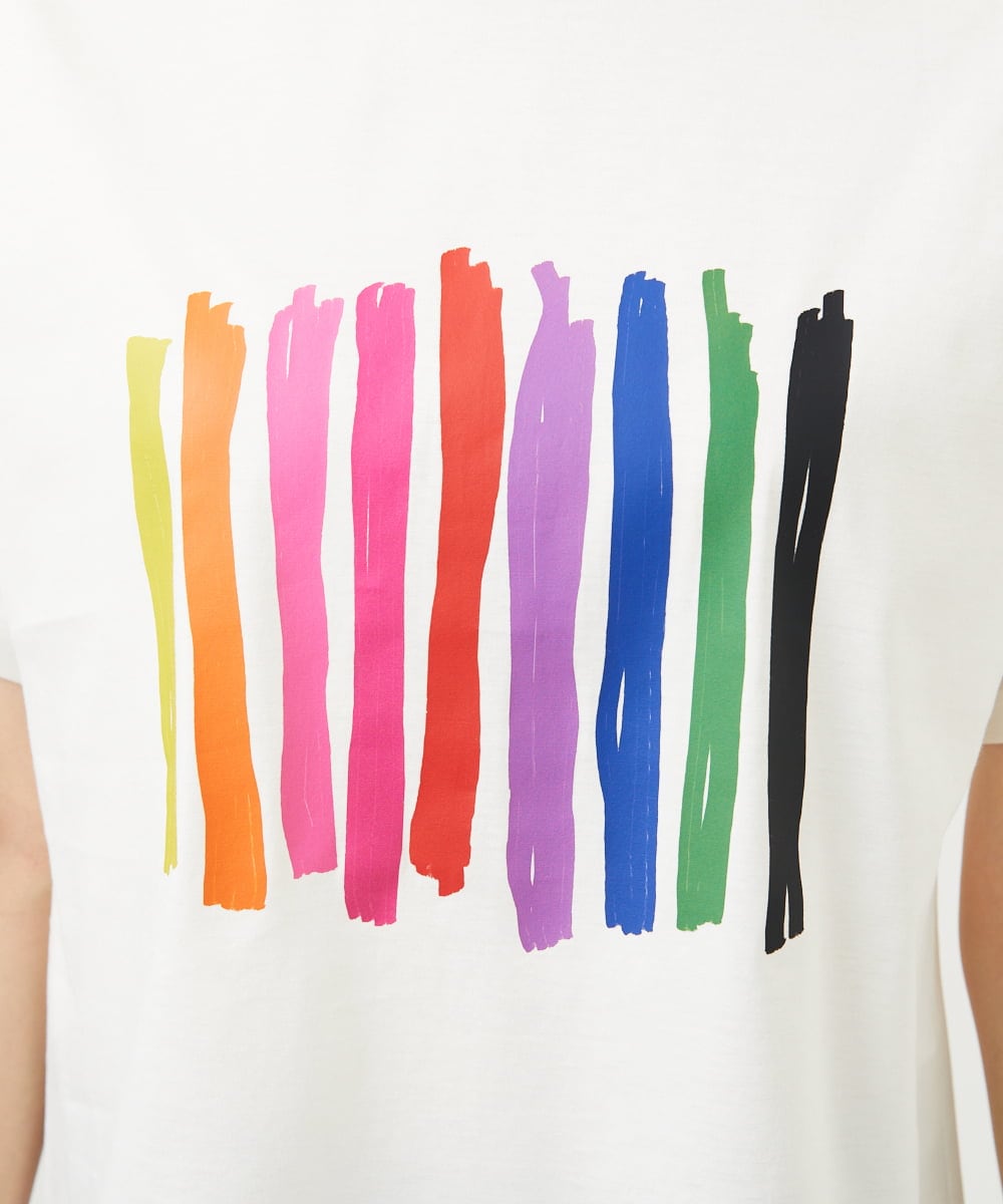 GBKJB07200 Sybilla(シビラ) レインボーストライププリントTシャツ ホワイト