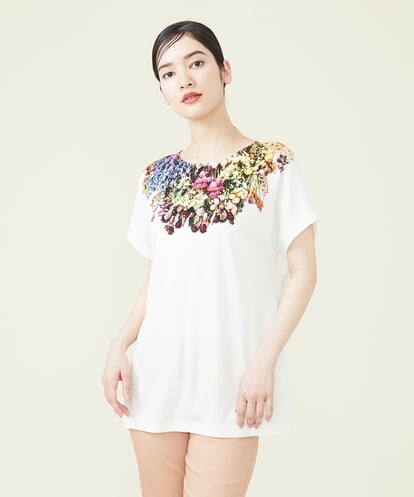 GBKJP79180  【Sybilla×moani】ドライフラワープリントカットソー