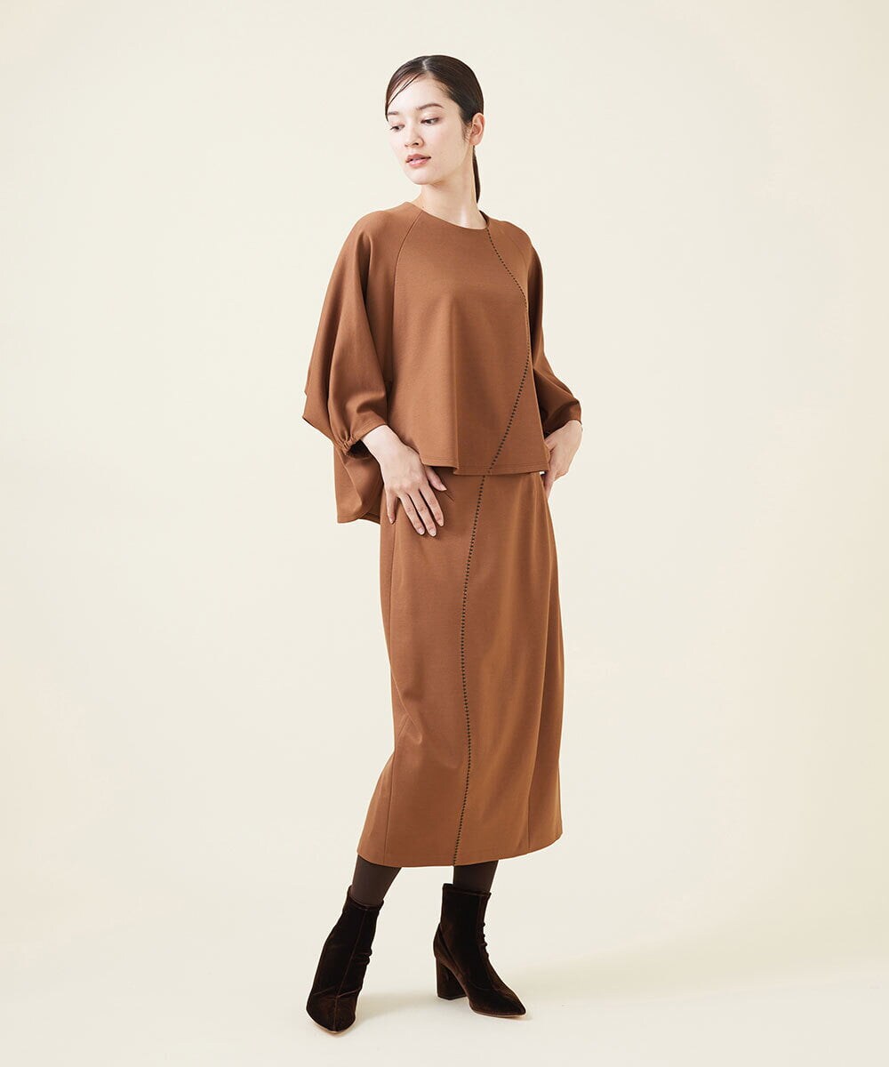 GBKJU67330 Sybilla(シビラ) 配色ステッチポンチカットソー キャメル