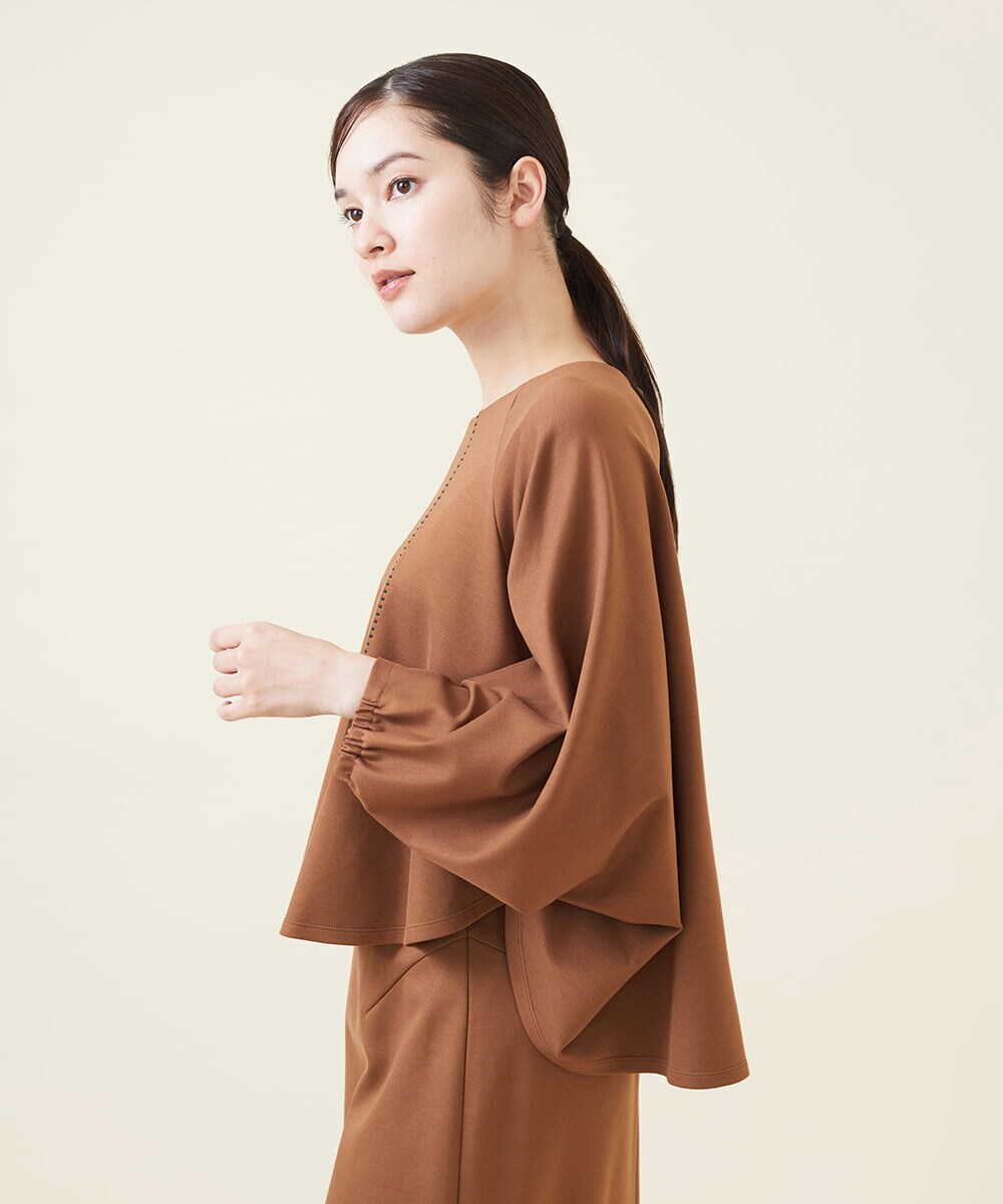 GBKJU67330 Sybilla(シビラ) 配色ステッチポンチカットソー キャメル