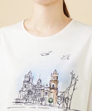 GBKJV54290 Sybilla(シビラ) タウンスケーププリント刺繍カットソー ホワイト
