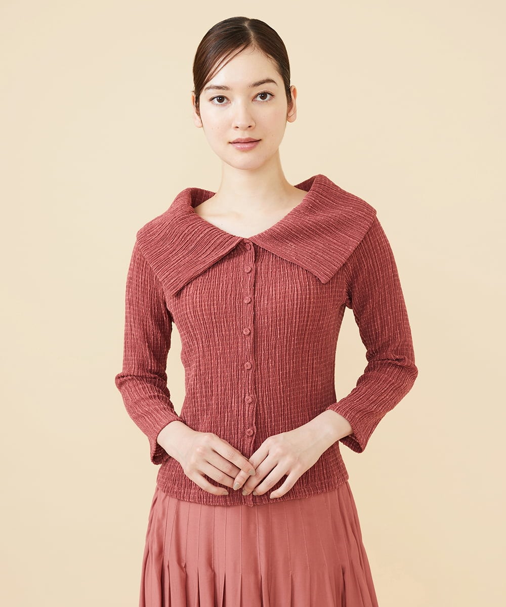 GBKJW52290 Sybilla(シビラ) シャーリングビッグカラーカットソー ピンク