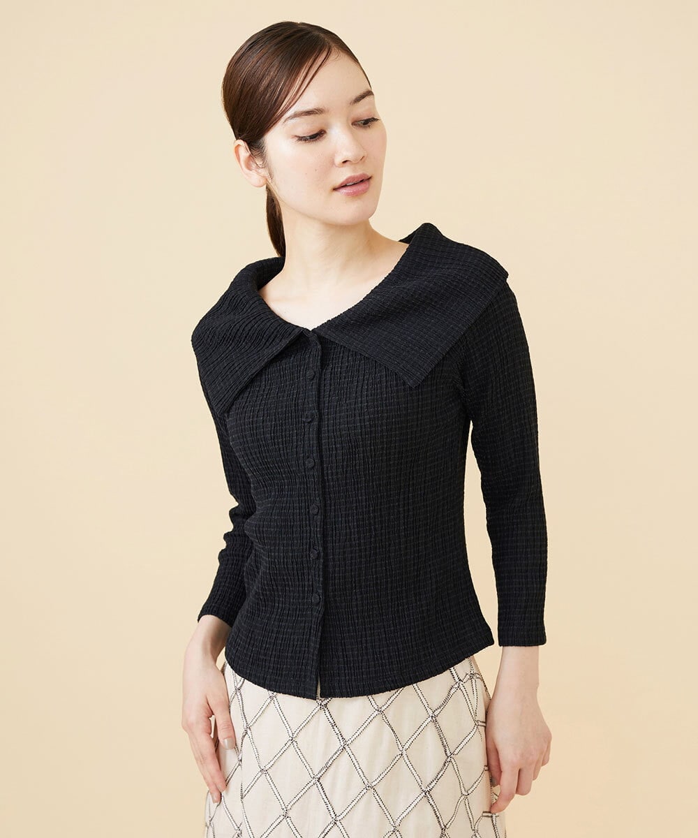 GBKJW52290 Sybilla(シビラ) シャーリングビッグカラーカットソー ブラック