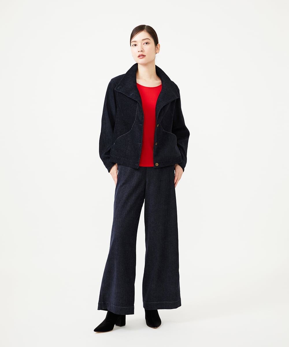 GBLAH35330 Sybilla(シビラ) モールデニムワイドパンツ ダークネイビー