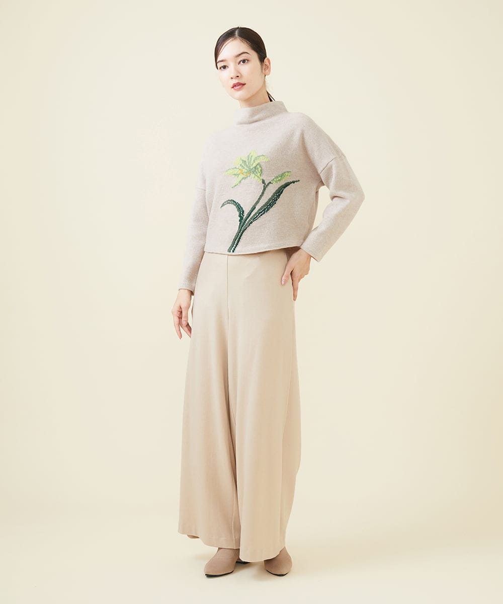 GBLAW19300 Sybilla(シビラ) ルミナリースムースワイドパンツ ベージュ