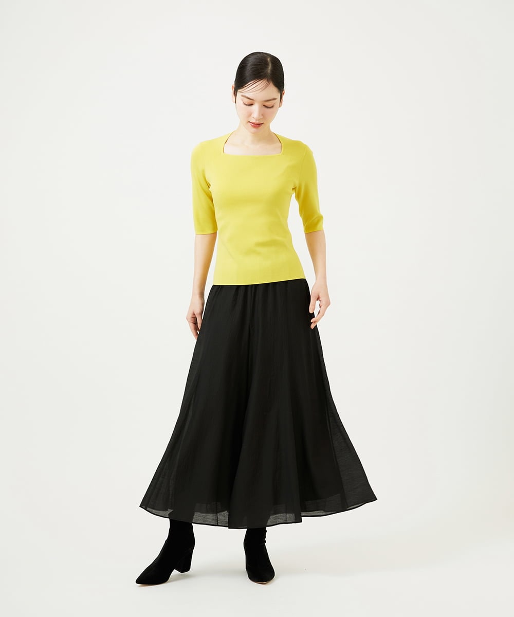 GBLEE42250 Sybilla(シビラ) シアークリンクルフレアパンツ ブラック