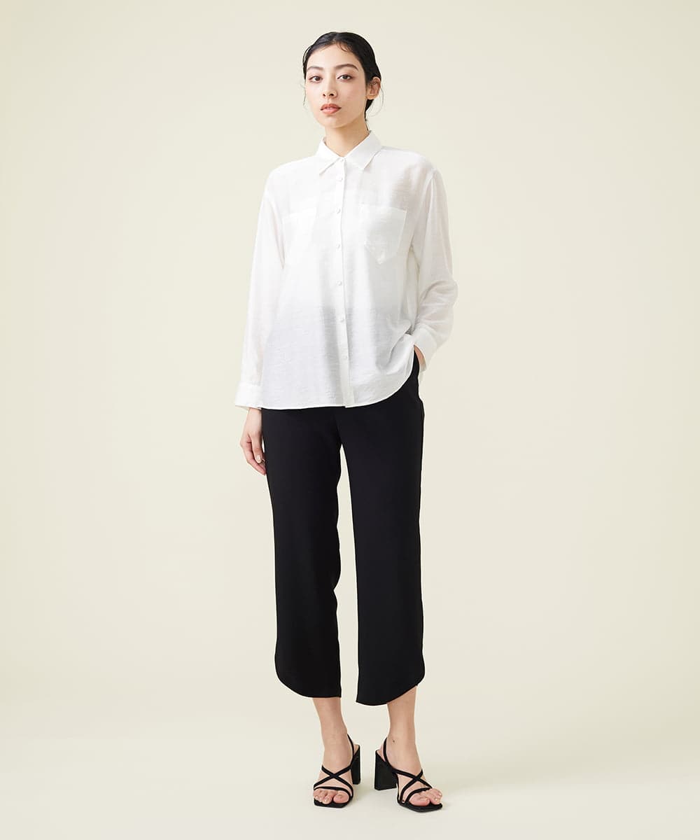 GBLET19300 Sybilla(シビラ) デニットジョーゼットクロップドパンツ ブラック