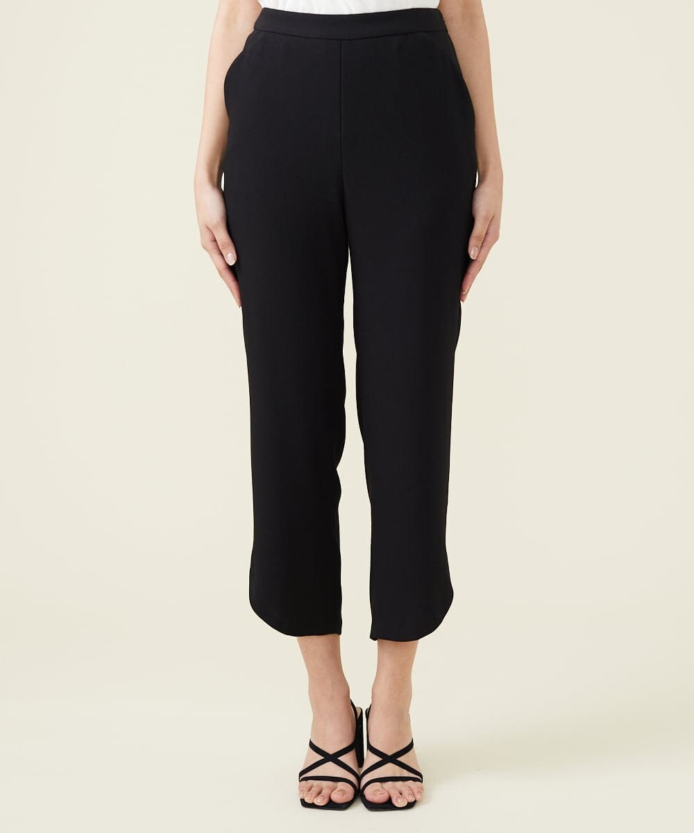GBLET19300 Sybilla(シビラ) デニットジョーゼットクロップドパンツ ブラック