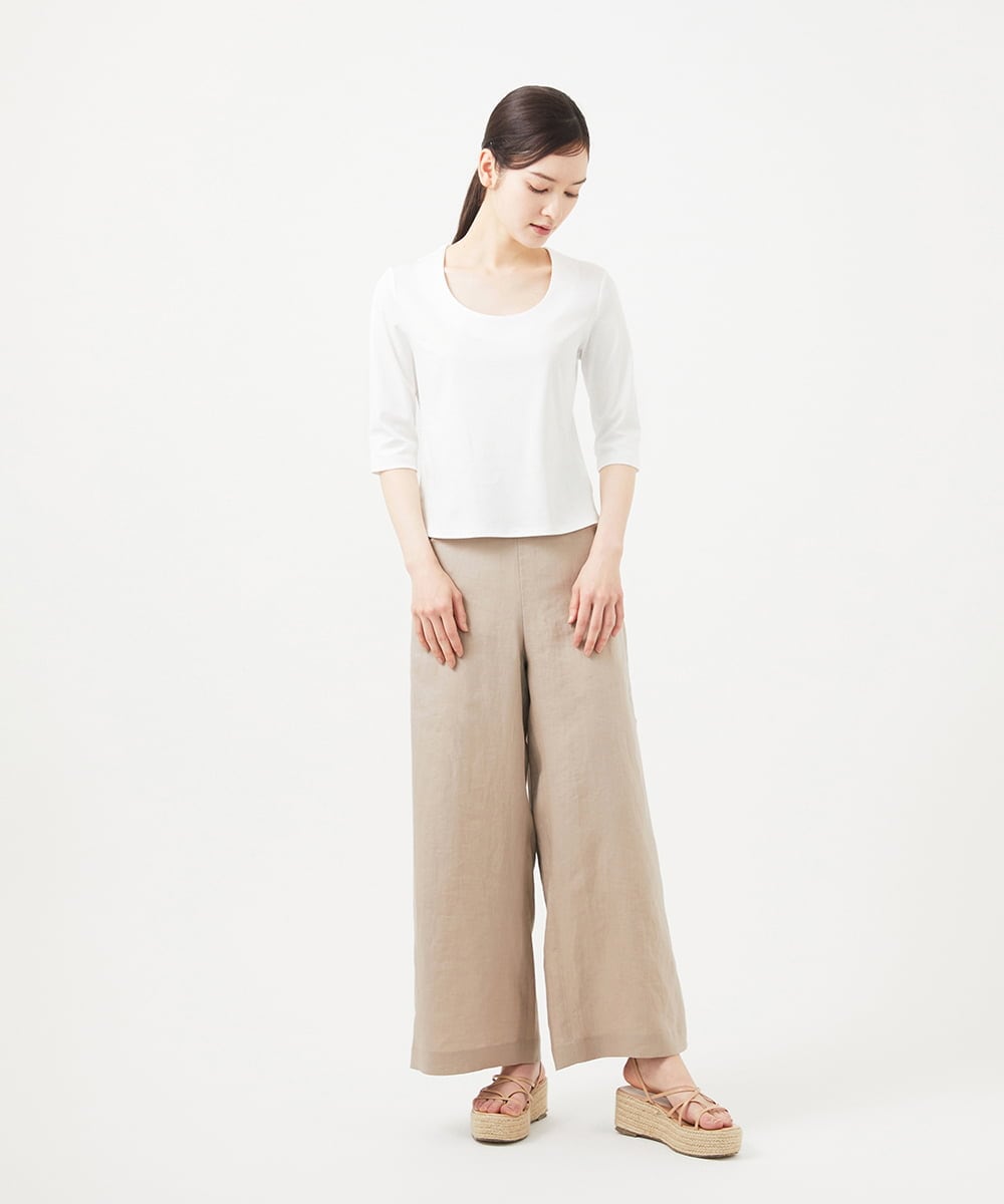 GBLGB70300 Sybilla(シビラ) 平織りリネンワイドパンツ ベージュ