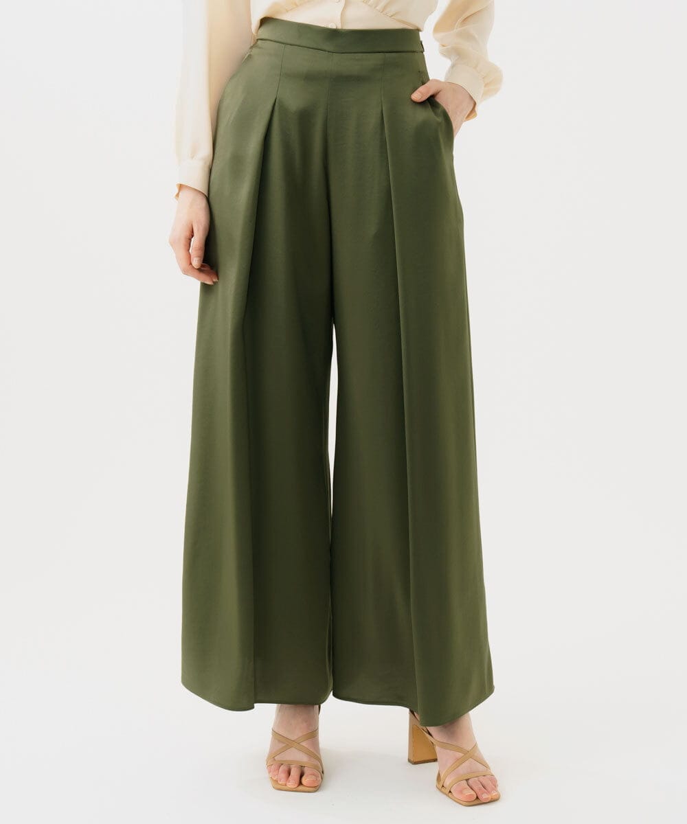 GBLGD40360 Sybilla(シビラ) サテンタックパンツ カーキ