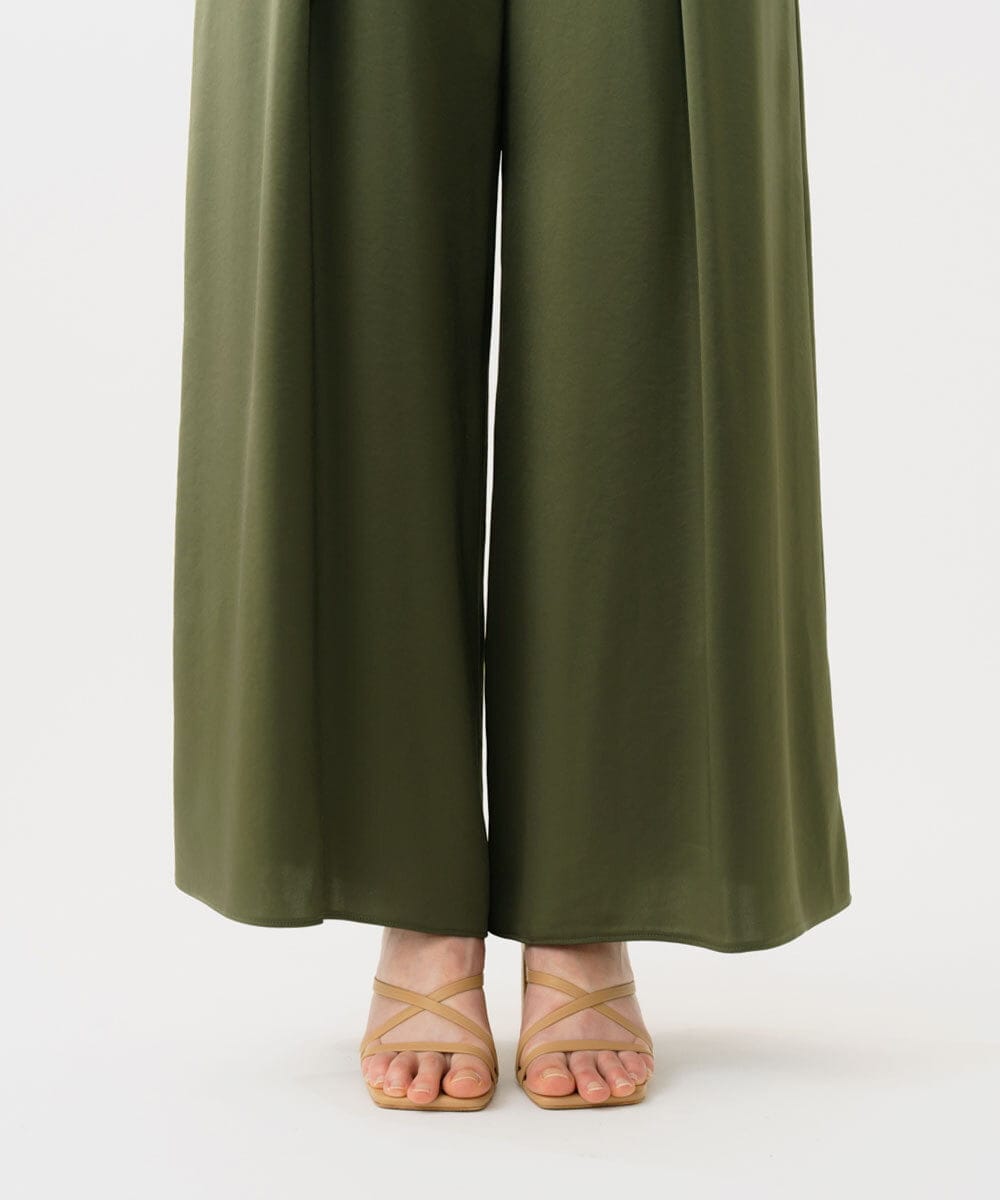 GBLGD40360 Sybilla(シビラ) サテンタックパンツ カーキ