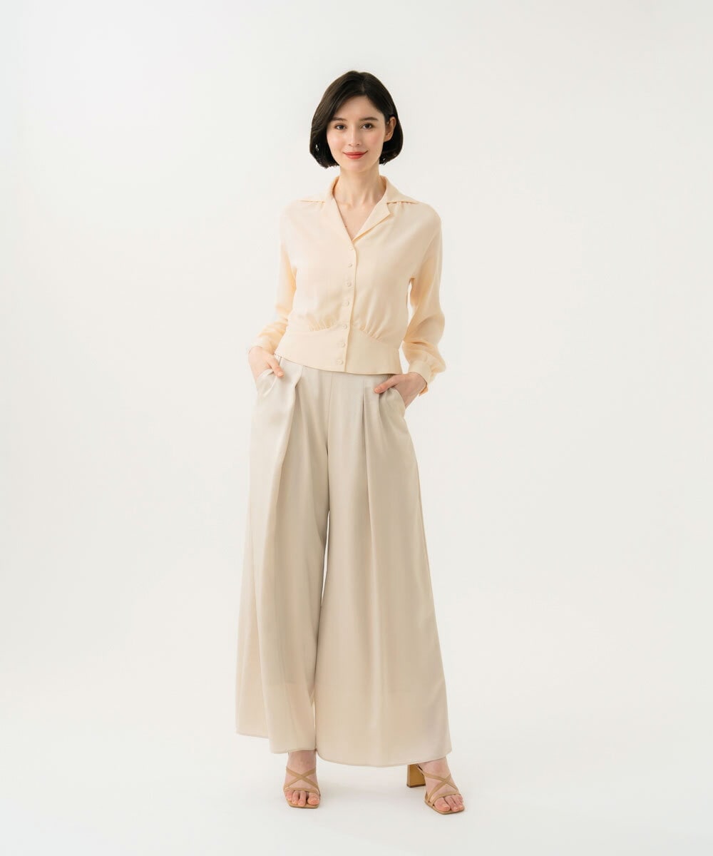 GBLGD40360 Sybilla(シビラ) サテンタックパンツ シャンパンゴールド