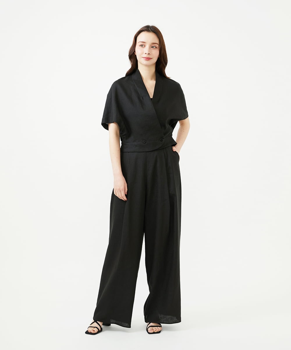 GBLGE21360 Sybilla(シビラ) タックリネンワイドパンツ ブラック